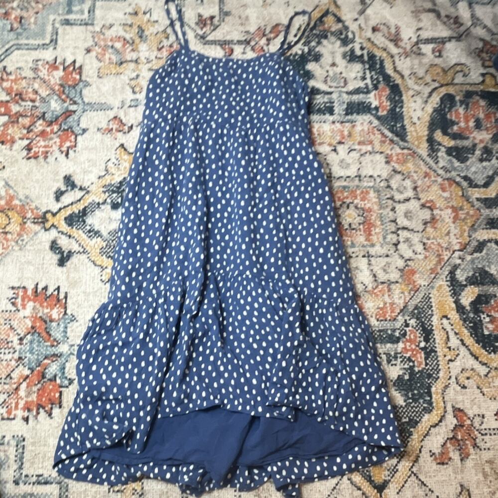 Abercrombie Kids Girls Blue/White Polka Dot Square Neck Sundress Ruffle 7